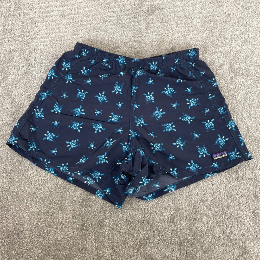 Patagonia Baggies Shorts Womens Extra Small 5 Inch Inseam Sea Turtle Nylon Blue